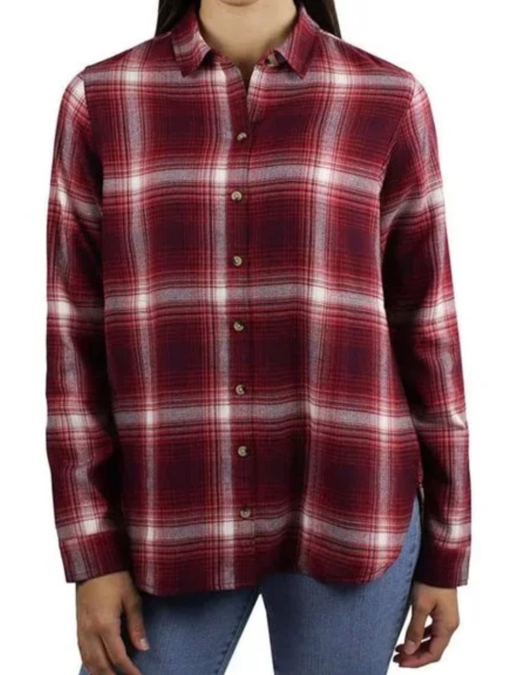 Jachs Girlfriend Super Soft Red Plaid Flannel Shirt Size Large